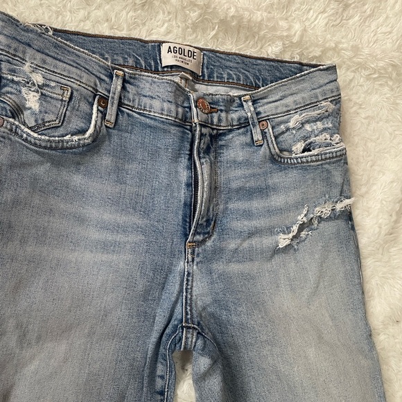 Agolde Light Blue Distressed Skinny Jeans - Picture 3 of 15